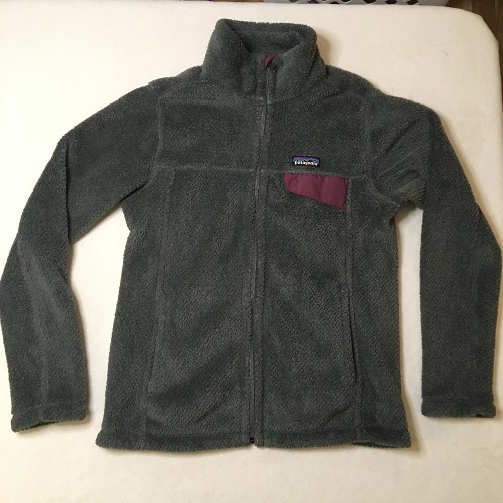 Patagonia Re-tool full zip fleece jacket grey maroon small